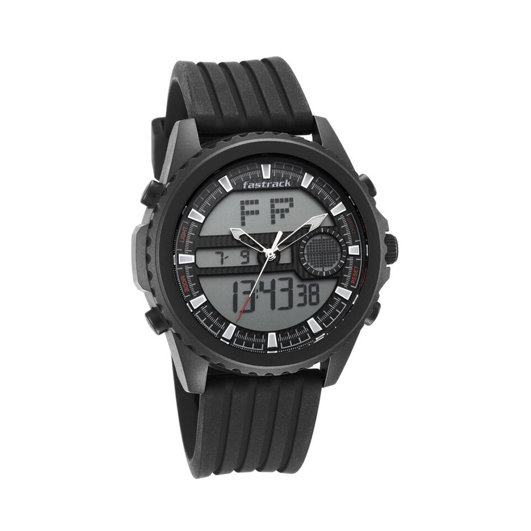 Fastrack 38064PP01 Streetwear Quartz Analog Digital Black Dial PU
