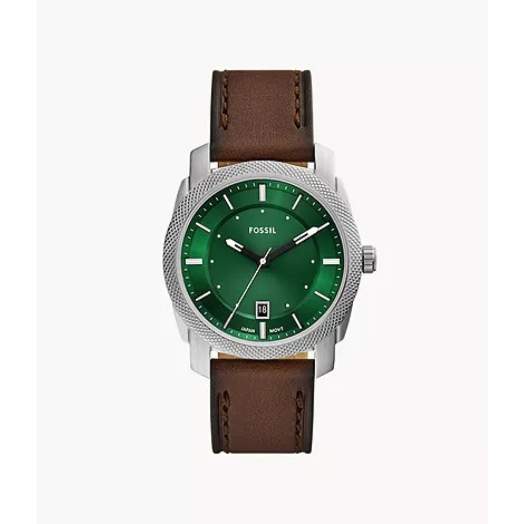Fossil FS6085 Machine Three-Hand Date Brown Leather Watch