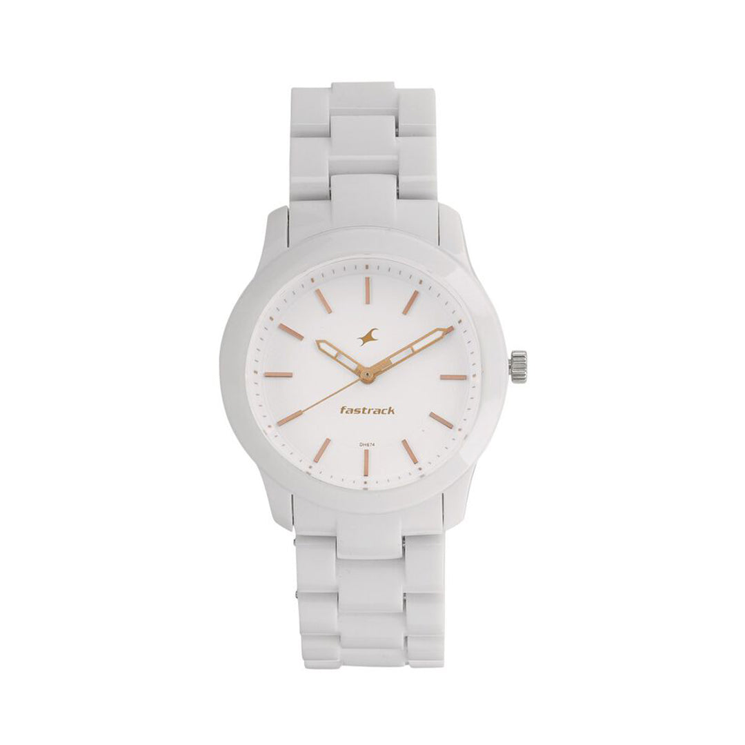 Fastrack 68006PP02 Trendies Quartz Analog White Dial Plastic Strap Watch for Girls