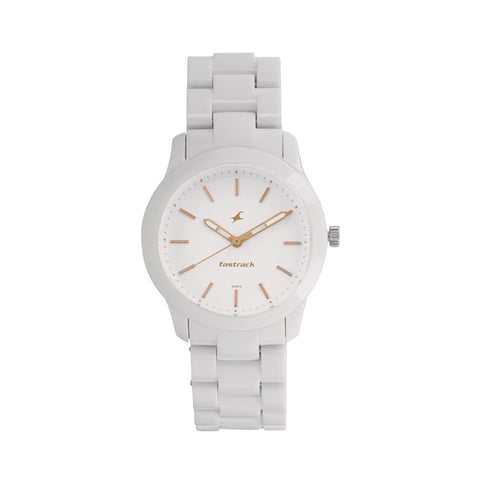 Fastrack 68006PP02 Trendies Quartz Analog White Dial Plastic Strap Watch for Girls