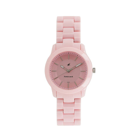 Fastrack 68006PP04 Trendies Quartz Analog Pink Dial Plastic Strap Watch for Girls