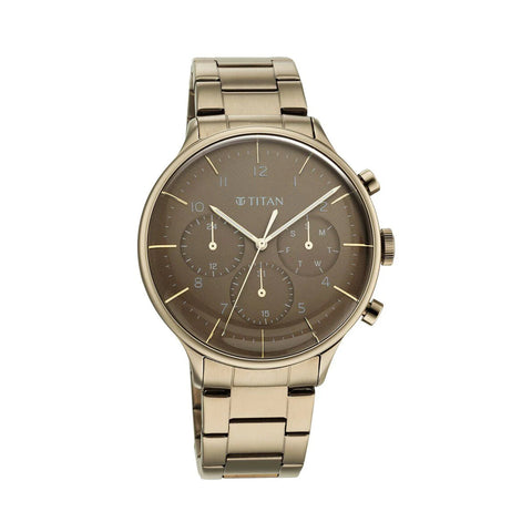 Titan 90102QM02 Brown Dial Multifunction Watch for Men