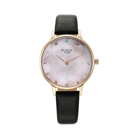 Titan 95274WL01 Raga Showstopper Quartz Analog Mother Of Pearl Dial Leather Strap Watch for Women