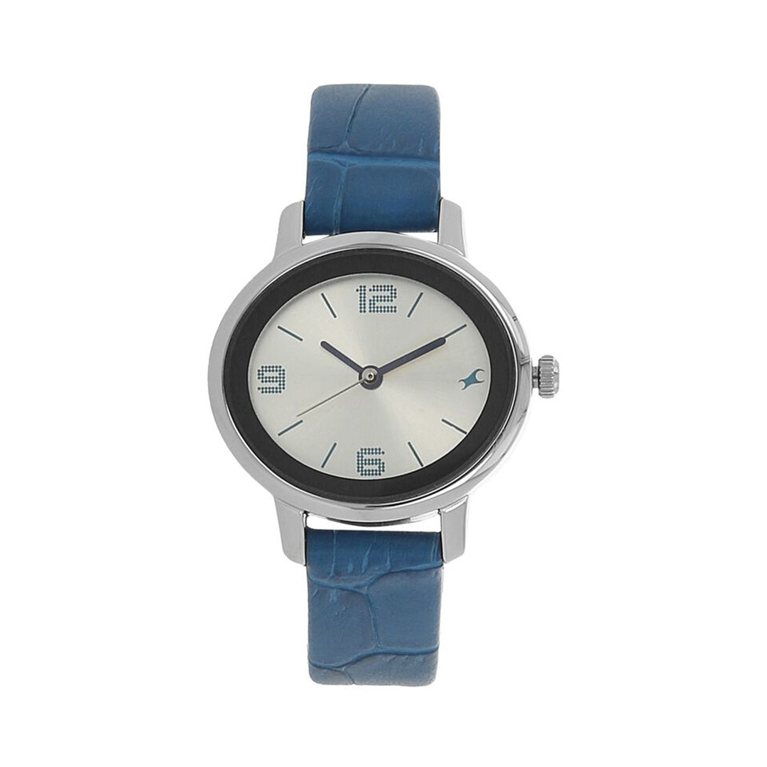 Fastrack 6107SL01 Quartz Analog Silver Dial Leather Strap Watch for Girls