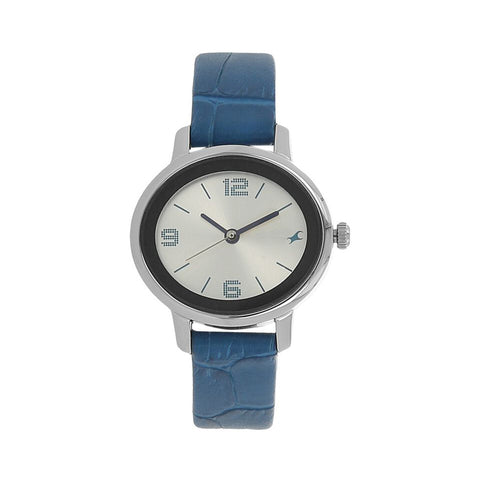 Fastrack 6107SL01 Quartz Analog Silver Dial Leather Strap Watch for Girls