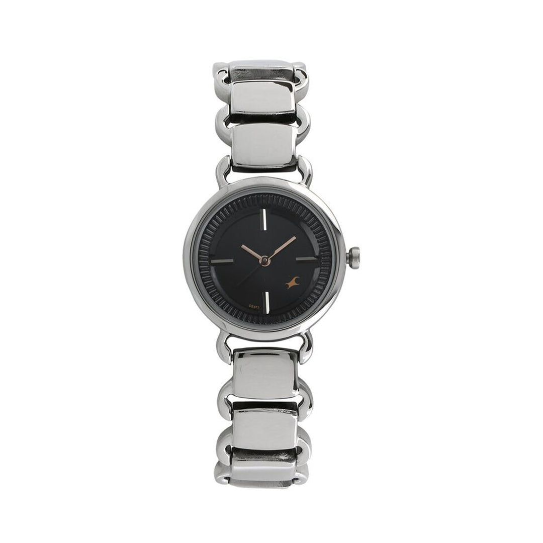 Fastrack 6117SM01 Quartz Analog Black Dial Metal Strap Watch for Girls