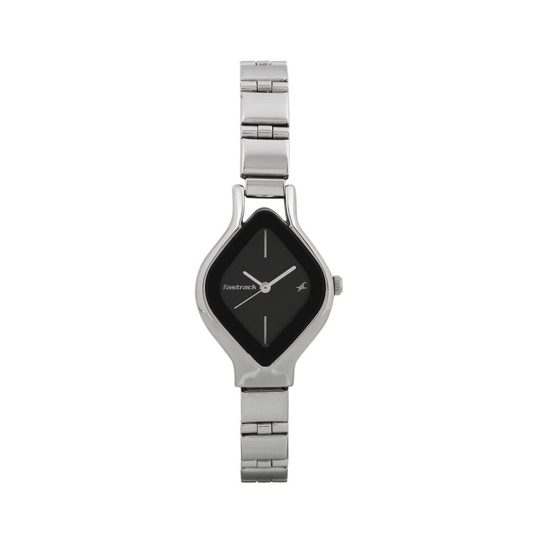 Fastrack 6109SM02 Quartz Analog Black Dial Stainless Steel Strap Watch for Girls