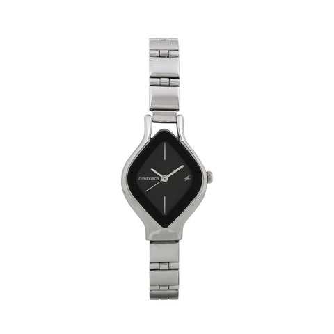Fastrack 6109SM02 Quartz Analog Black Dial Stainless Steel Strap Watch for Girls