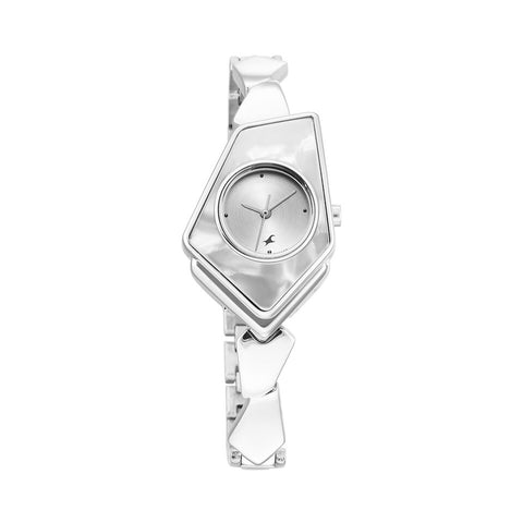 Fastrack 6279SM01 Younique Quartz Analog Silver Dial Metal Strap Watch for Girls