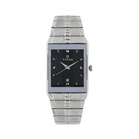 Titan 9151SM02 Quartz Analog with Date Black Dial Stainless Steel Strap Watch for Men