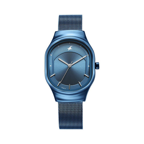 Fastrack 6283QM01 Snob X Blue Dial Stainless Steel Strap Watch for Girls