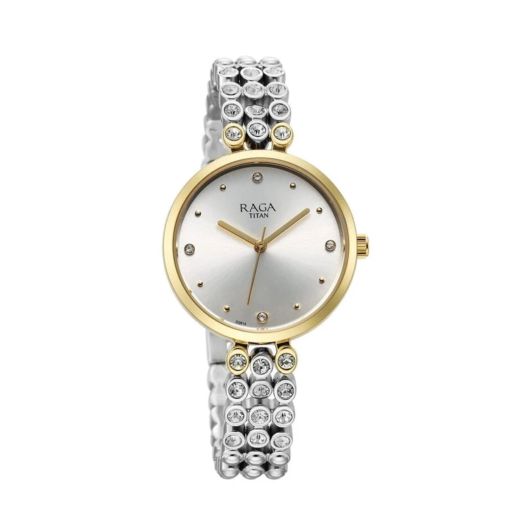 Titan 95262BM01 Raga Showstopper Quartz Analog Silver Dial Metal Strap Watch for Women