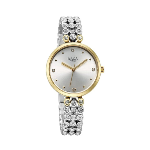 Titan 95262BM01 Raga Showstopper Quartz Analog Silver Dial Metal Strap Watch for Women