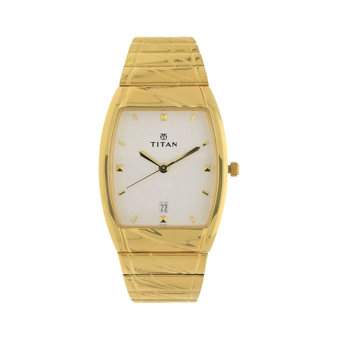 Titan 9315YM01 Quartz Analog with Date White Dial Stainless Steel Strap Watch for Men