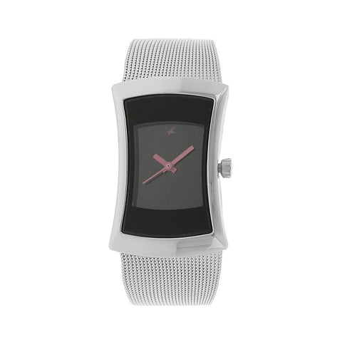 Fastrack 6093SM01 Quartz Analog Black Dial Metal Strap Watch for Girls