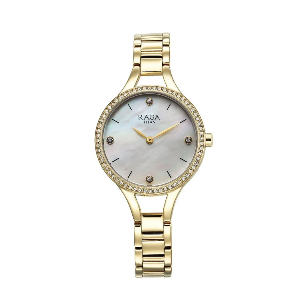 Titan 95275YM01 Raga Showstopper Quartz Analog Mother Of Pearl Dial Metal Strap Watch for Women