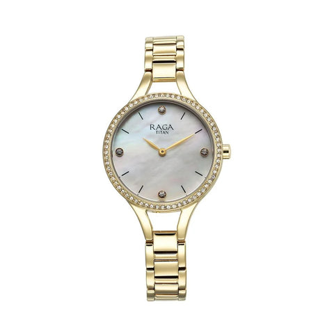 Titan 95275YM01 Raga Showstopper Quartz Analog Mother Of Pearl Dial Metal Strap Watch for Women