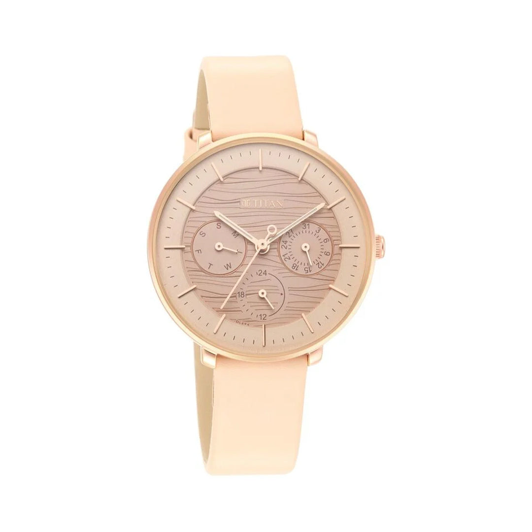 Titan 2651WL03 Women's Svelte Rose gold Multi-Function Watch with Leather Strap