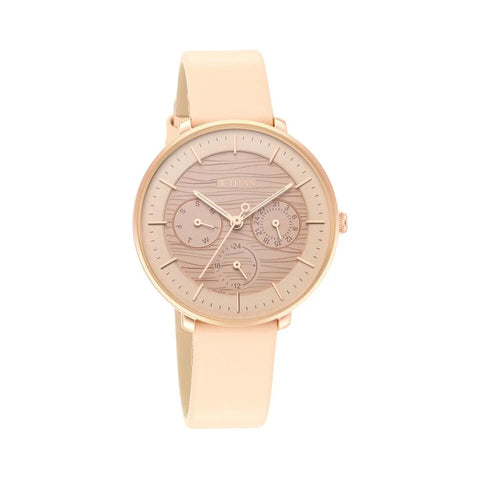 Titan 2651WL03 Women's Svelte Rose gold Multi-Function Watch with Leather Strap
