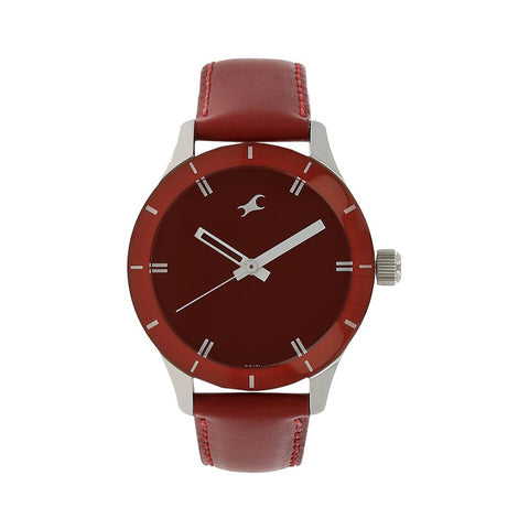 Fastrack 6078SL06 Quartz Analog Red Dial Leather Strap Watch for Girls