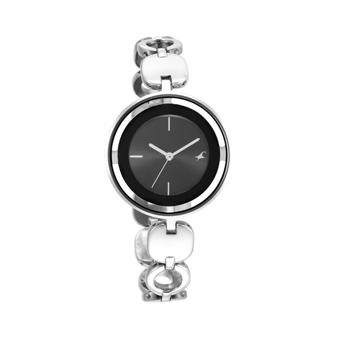 Fastrack 6237SM01 Glitch Quartz Analog Silver Dial Metal Strap Watch for Girls