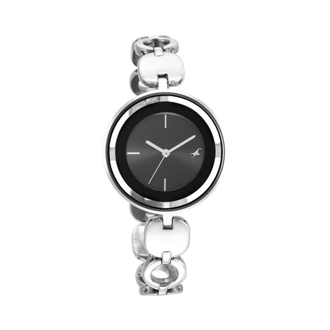 Fastrack 6237SM01 Glitch Quartz Analog Silver Dial Metal Strap Watch for Girls