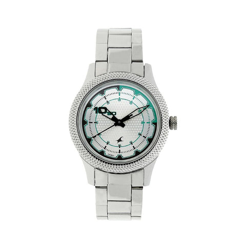 Fastrack 6158SM01 Quartz Analog Silver Dial Stainless Steel Strap Watch for Girls