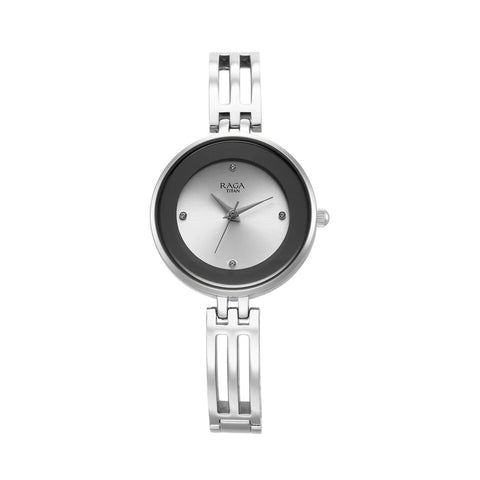 Titan 95264SM01 Raga Showstopper Quartz Analog Silver Dial Metal Strap Watch for Women