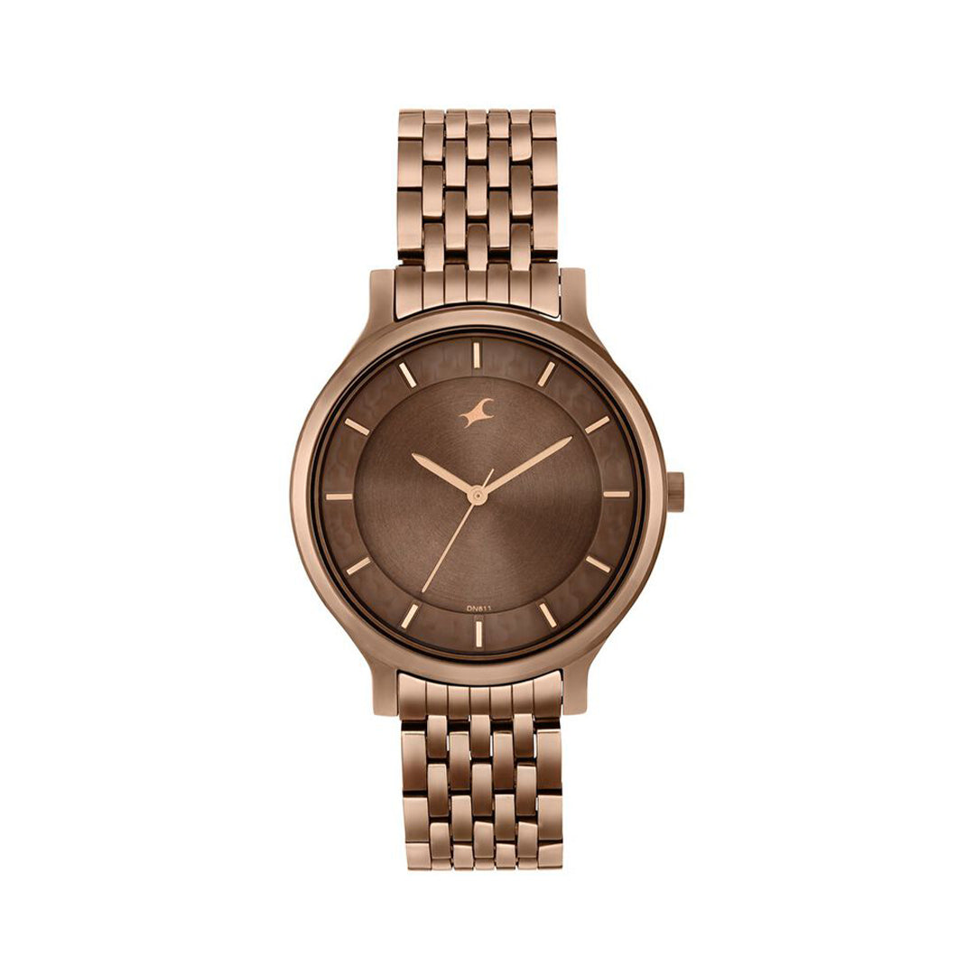 Fastrack 6292QM01 Crush Quartz Analog Brown Dial Stainless Steel Strap Watch for Girls