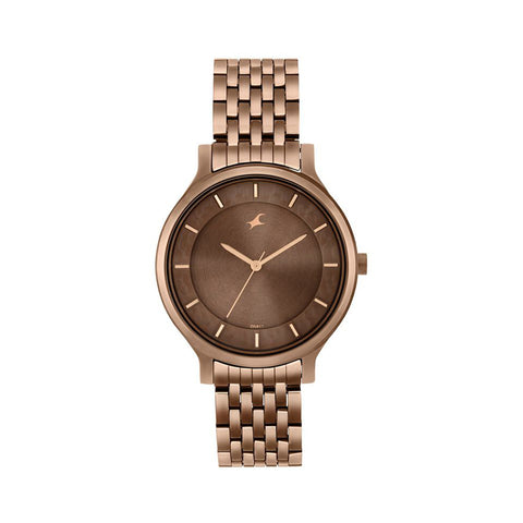 Fastrack 6292QM01 Crush Quartz Analog Brown Dial Stainless Steel Strap Watch for Girls