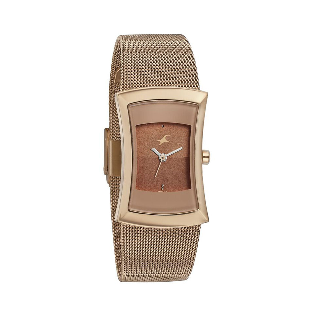 Fastrack 6093WM01 Pulse Quartz Analog Two Toned Dial Stainless Steel Strap Watch for Girls