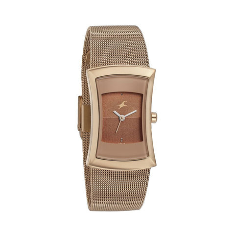 Fastrack 6093WM01 Pulse Quartz Analog Two Toned Dial Stainless Steel Strap Watch for Girls