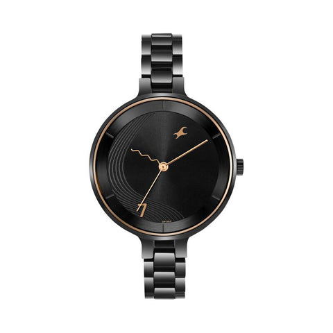 Fastrack 6265NM02 Stunners Quartz Analog Black dial Stainless Steel Strap Watch for Girls