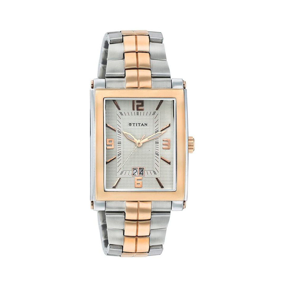 TITAN 9327KM05 Quartz Analog with Date Silver Dial Watch for Men