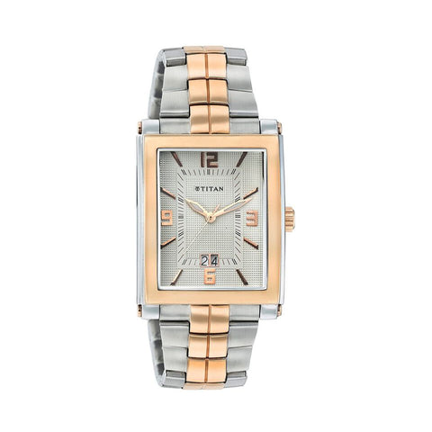 TITAN 9327KM05 Quartz Analog with Date Silver Dial Watch for Men