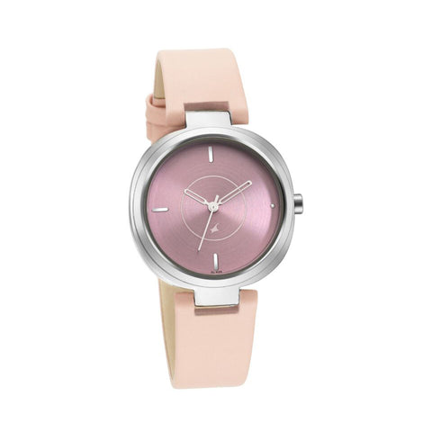 Fastrack 6247SL01 Stunners Quartz Analog Pink Dial Leather Strap Watch for Girls