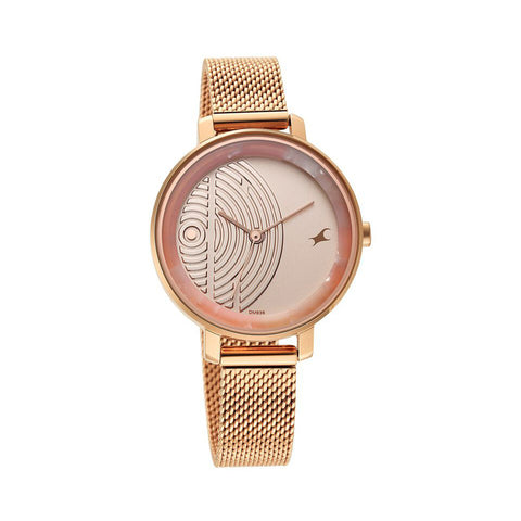 Fastrack 6278WM01 Younique Quartz Analog Rose Gold Dial Stainless Steel Strap Watch for Girls