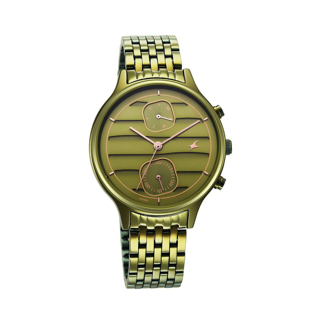 Fastrack 6207QM02 Style Up Green Dial Stainless Steel Strap Watch for Girls