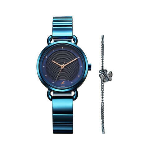 Fastrack 6221QM02 Pulse Quartz Analog Blue Dial Stainless Steel Strap Watch for Girls