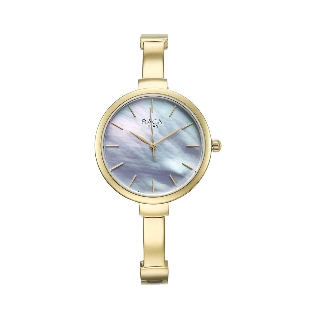 Titan 95273YM01 Raga Showstopper Quartz Analog Mother Of Pearl Dial Metal Strap Watch for Women