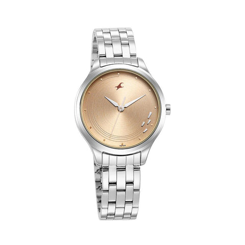 Fastrack 6248SM02 Stunners Quartz Analog Rose Gold Dial Stainless Steel Strap Watch for Girls