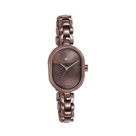 Fastrack 6258sm02 Style Up Brown Dial Metal Strap Watch for Girls