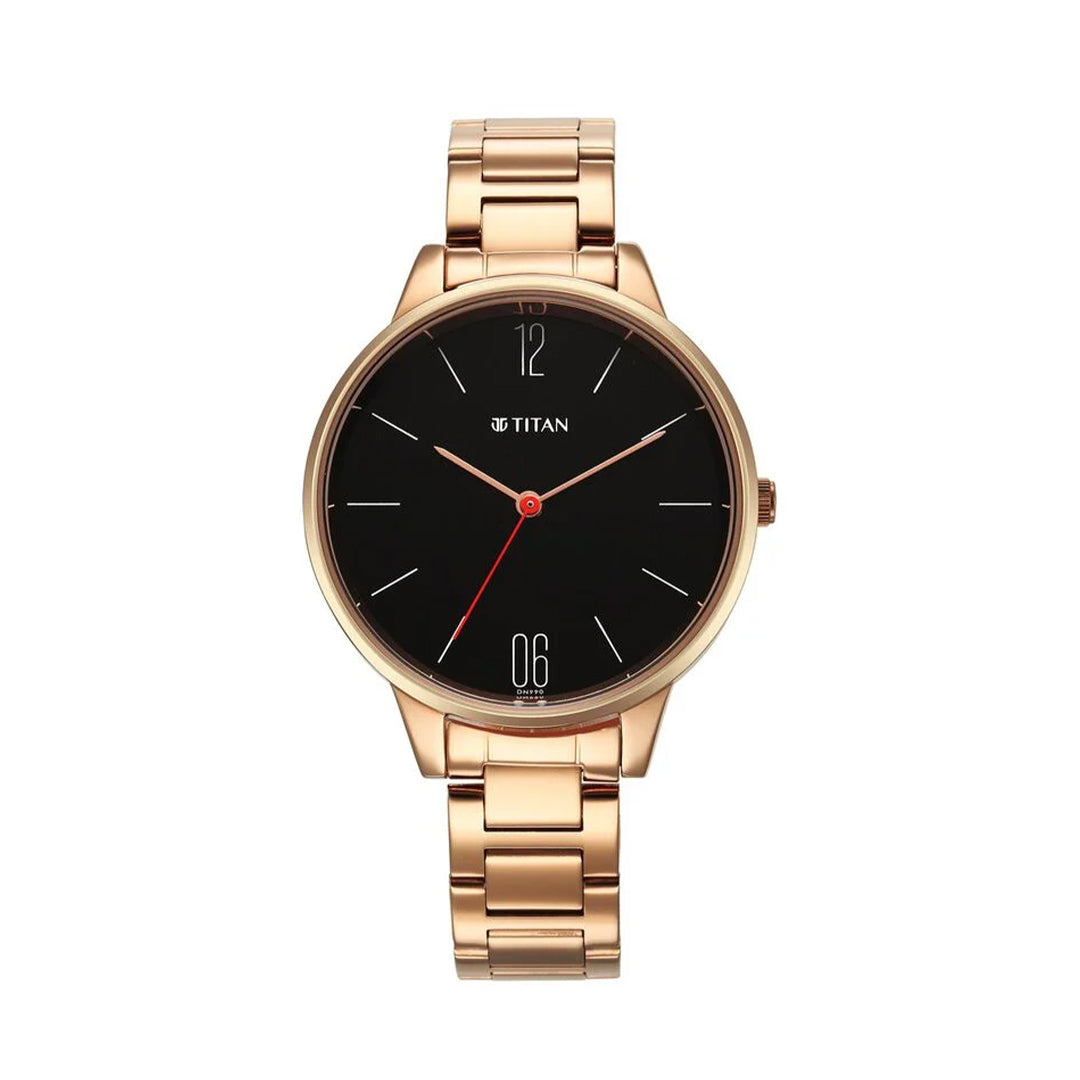 TITAN 2648WM05 Quartz Analog Black Dial Watch for Women