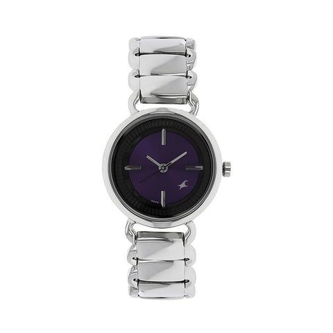 Fastrack 6117SM02 Quartz Analog Purple Dial Stainless Steel Strap Watch for Girls