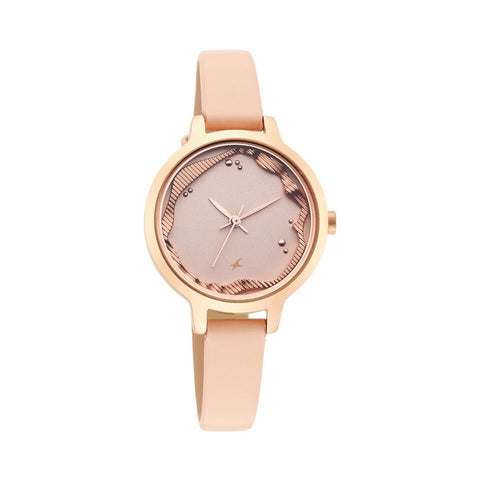 Fastrack 6260WL01 Uptown Retreat Quartz Analog Pink Dial Leather Strap Watch for Girls