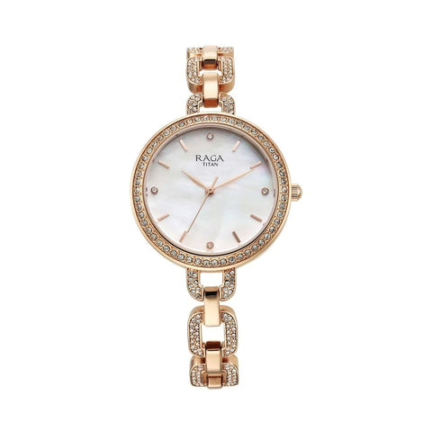 Titan 95272WM01 Raga Showstopper Quartz Analog Mother Of Pearl Dial Metal Strap Watch for Women