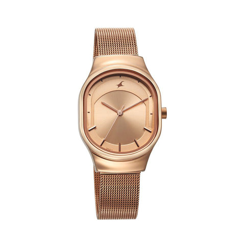 Fastrack 6283WM01 Snob X Rose Gold Dial Stainless Steel Strap Watch for Girls