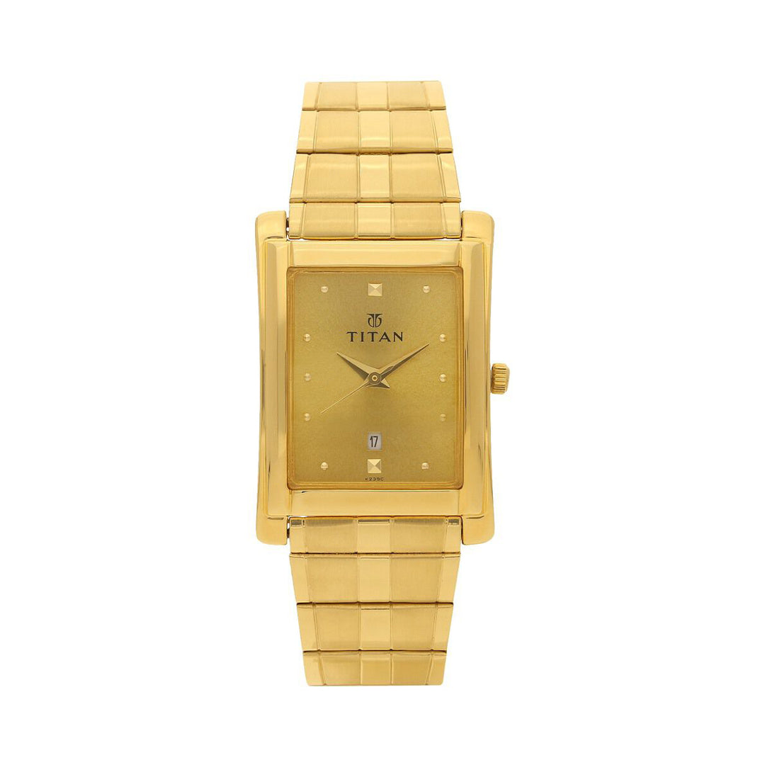 Titan 9154YM02 Champagne Dial Analog Watch with Date Function for Men