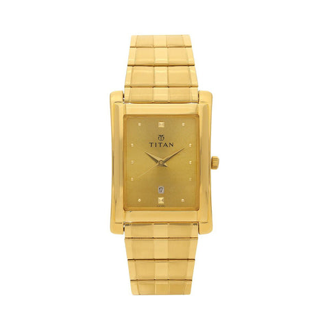 Titan 9154YM02 Champagne Dial Analog Watch with Date Function for Men