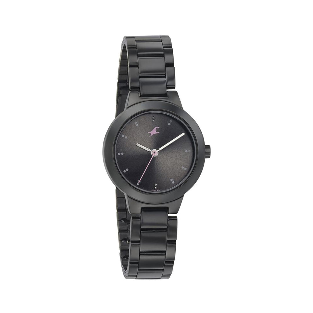 Fastrack 6150NM01 Pulse Quartz Analog Black Dial Stainless Steel Strap Watch for Girls